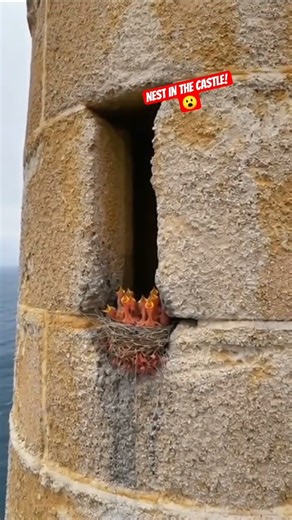 🏰 Tiny Lives In A Fortress Wall! Nest Built High Above The Sea #castle #nesting #survival #europe