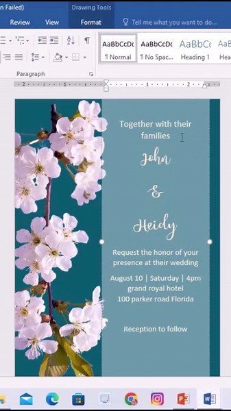 how to make an invitation card on MICROSOFT WORD.[ free template] #shorts #weddinginvitation