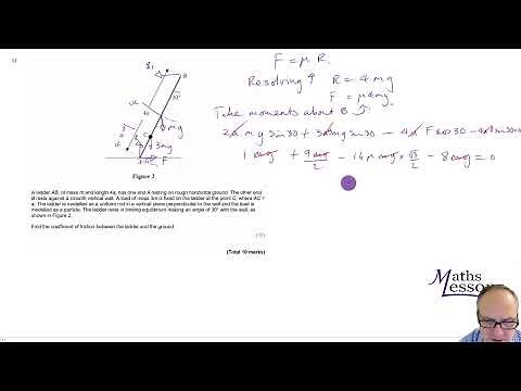 A level Maths Revision : Mechanics - Moments of a force including ladders and pivots.