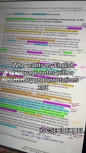 IGCSE English Language Notes & Annotations