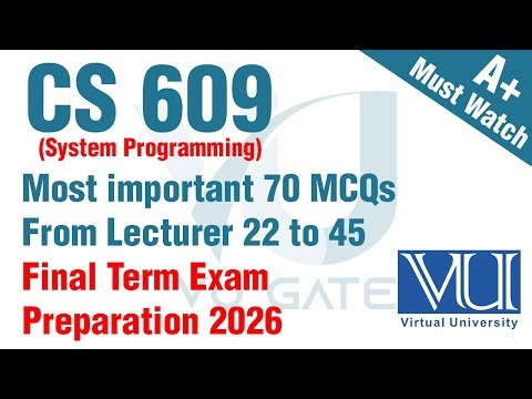 CS609 Final Term Preparation 2026 | Important Solved MCQs & Concepts | VU Gate