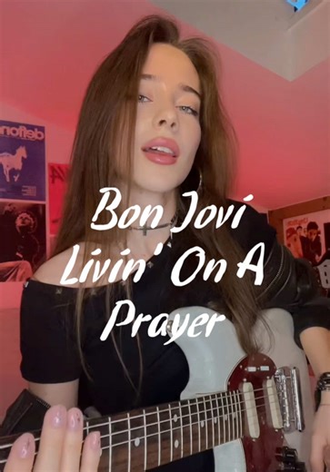 Bon Jovi ~ Livin’ On A Prayer #guitar #guitargirl #electricguitar #guitartok #guitarcover