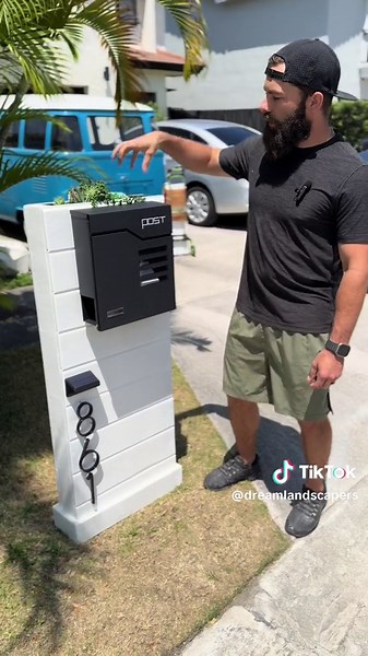 White And Black Agave Luxe Mailbox 🤍🖤🤍clean and Modern #woodworking #homedecor #landscape #diy #outdoors
