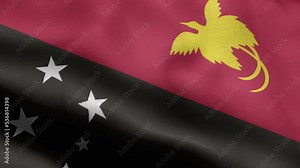 Flag Of Papua New Guinea - Papua New Guinea Flag High Detail - National flag Papua New Guinea wave Pattern loopable Elements - Fabric texture and endless loop - Seamless loop - Highly Detailed Flag