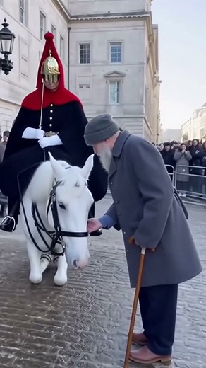 Man Shares Gentle Moment with Majestic Royal Guard Horse 🐎⚪ Horse Guards Parade, London