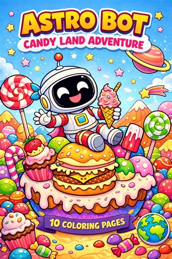 Astro Bot Candy Land Coloring Pages – Part 3 | Robot Coloring Book | Printable Kids Coloring Pages | 10 Page PDF - Etsy