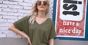 Watch Women's V Neck Loose T Shirt Side Split Tunic Tops on Amazon Live