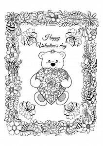 Valentine's day Little Bear (Valentine’s Day Coloring Page)