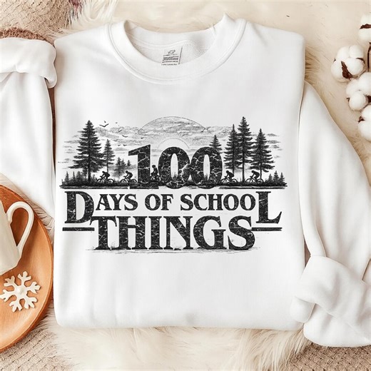 100 Days of School Things PNG, 100th Day of School Shirt Sublimation Design, Digital Download - Etsy