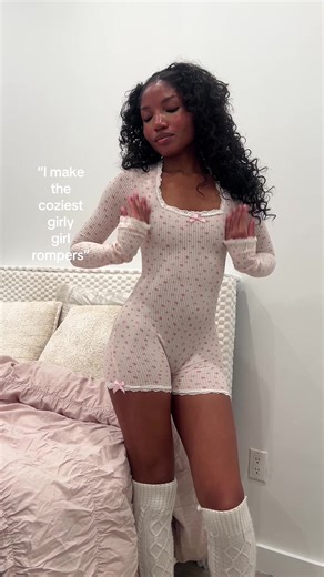 Because every princess deserves to feel cozy cute at home💅🏾🎀 get this romper at admouri #girlyoutfit #softlife #girlyaesthetic #cozyathome #coquetteaesthetic