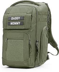 Tactical Baby Gear Everyday Tactical Diaper Bag Backpack for Dads – Includes Changing Mat, Stroller Straps, Built-In Wipes & Cooler Pouch (Ranger Green Everyday)