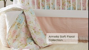 Levtex Baby Nest & Nod Amelia 3pc Bedding Set, Cotton, Pink, (Quilt, Dust Ruffle, Crib Fitted Sheet)