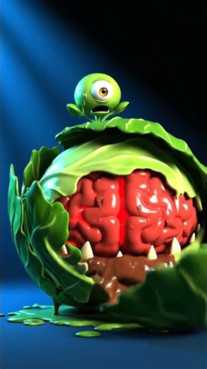 The Cabbage monster with Brain: Layers of Pure Terror! #3dhorror #3danimation #creepyfunny #cartoon
