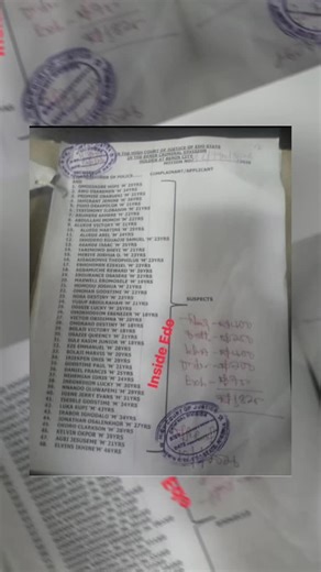 These are the names of the innocent students that the Edo State government arrested yesterday for protesting against insecurity in Ekpoma; the Nigerian police charged them to court today.