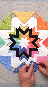 Join Jen as she shares how to make this stunning Folded Star Table Topper designed by PlumEasy. The center fabrics combine to create a mesmerizing “kaleidoscope”, surrounded by layers of prairie points in coordinating fabrics. Watch the full tutorial: https://www.shabbyfabrics.com/free-downloads-and-video/790 | Shabby Fabrics