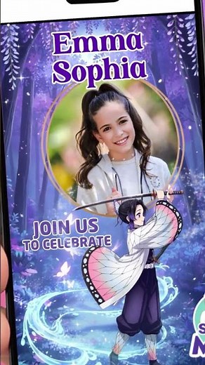 Shinobu Kocho Video Invitation - Custom Demon Slayer Birthday Invite