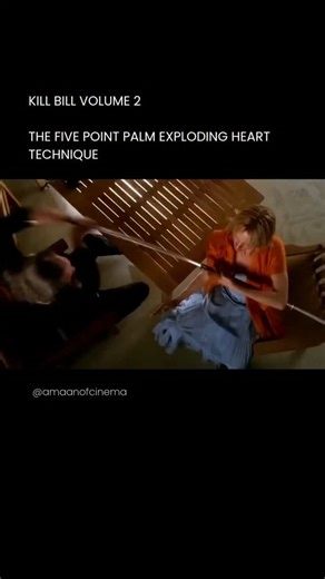 Amaan K. | Movie and TV Reviews on Instagram: "Kill Bill Vol. 2 slows the bloodshed to let the legend breathe. The Five Point Palm Exploding Heart Technique isn’t just lethal—it’s poetic justice. Five steps, total silence, then inevitability. Tarantino turns violence into myth, revenge into ritual, and endings into fate. Comment your favorites! -------------------------------- [action movies, action films, thriller movies, thriller films, movie time, movies to watch, films to watch] ------------