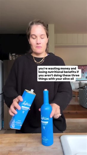 You’re wasting money (and flavor) if you’re not doing these 3 things with your olive oil: 1. Buy tins to refill your glass bottles — way less expensive, still the same high-quality EVOO. 2. Never buy clear bottles — light ruins olive oil. 3. Keep it away from heat so it stays fresher and more delicious, longer. Kosterina’s new Subscription Starter Set makes all of that easy: their first delivery includes two beautiful glass bottles (one for cooking, one for drizzling) plus refill tins, and every