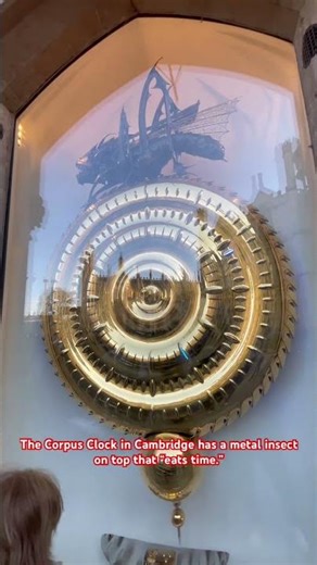 The Corpus Clock in Cambridge has a metal insect on top that “eats time.” #cambridge #uk