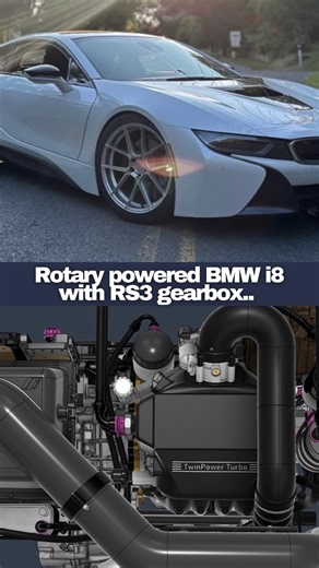James Stewart 🇬🇧 on Instagram: "Welcome to the Rotary powered BMW i8 with a 7 speed DCT gearbox from an Audi RS3. This is one of the most creative and interesting builds and swaps I’ve seen in a long time. @jon_volk_ has even managed to keep the i8’s hybrid system which will help the car make over 600hp with the 13b making 500. Let me know what you think? #engineswap #cars #carbuild #bmwi8 #carmods"