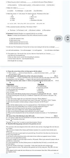 1 puc english model paper for all district