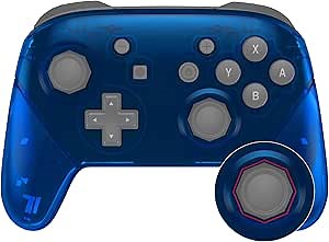 eXtremeRate Clear Blue Octagonal Gated Sticks Faceplate Backplate Handles, DIY Replacement Grip Housing Shell Cover for Nintendo Switch Pro Controller - Controller NOT Included