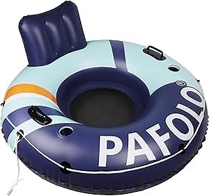 Inflatable River Tube Float, 53‘’Pool Float Adult, River Tubes for Floating Heavy Duty with Mesh Bottom, Water Tubes for Beach Lake Rafting, Comfortable Backrest & Cup Holders,450 lbs Weight Capacity