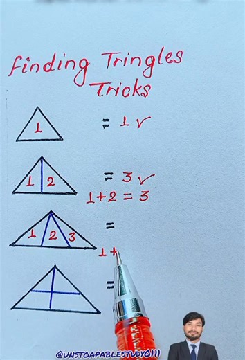 How to Find the Number of Triangles . #fblifestyle #numberoftringles #unstoapablestudy #unstoapablestudy0111 #mathematics #mathtricks #TriangleChallenge | Unstoapablestudy0111