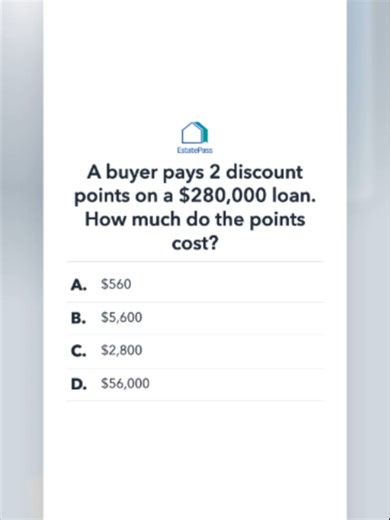 Real Estate Exam Tip: Discount Points TRICK! Hey future agents! Discount points can be tricky on the exam, but I've got your back. Remember, it's ALWAYS based on the *loan amount*, not the purchase price. Don't let them fool you! What other math questions trip. #RealEstateExam #DiscountPoints #RealEstateMath #ExamPrep #RealtorLife