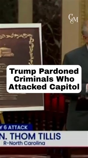 Our Community Media on Instagram: ""Justice shouldn’t be optional—especially not for violent insurrectionists. Republican Senator Thom Tillis is breaking ranks to call out Trump’s pardons of January 6 attackers. From the QAnon Shaman’s organic diet demands to dozens reoffending after release, Tillis exposes the dangerous message these pardons send: commit violence for the ‘right’ president, and the rules don’t apply. For a party obsessed with ‘law and order,’ this hypocrisy is staggering." #Janu