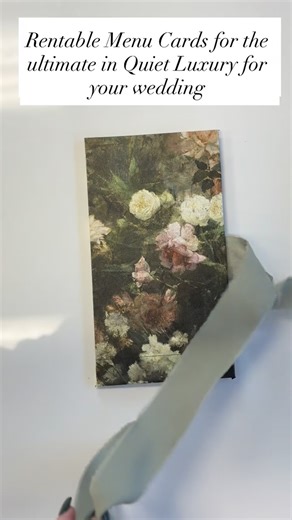 Peonies to Paint Chips on Instagram: "Stunning menu with choice of different prints…new and exciting! You don’t have to be one of our brides to have this at your wedding. Peonies’ bride will have other features available to them . DM us for more information!! #menu #menucards #rentals #wedding #weddingrentals"