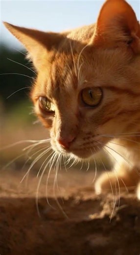 Demonstrating advanced hunting skills by an intelligent orange tabby cat.