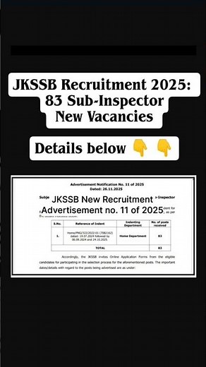 JKSSB Recruitment 2025: 83 Sub-Inspector (Telecommunication) Vacancies – Apply Online