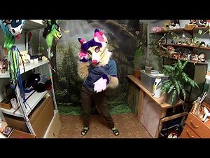 Fursuit saber-toothed flying fox.