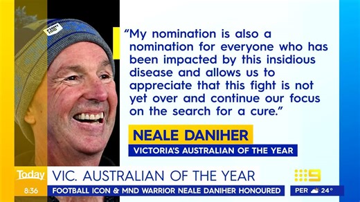 AFL champion-turned-MND warrior Neale Daniher has been named Victoria's Australian of the Year for 2025. #9Today | WATCH LIVE 5.30am | TODAY