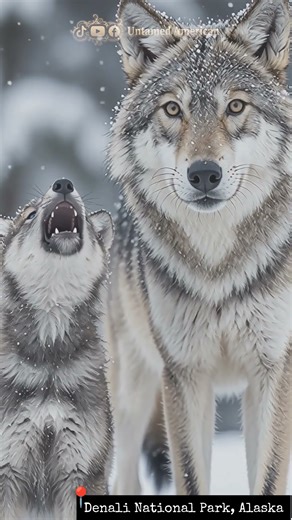 Winter's Little Howl#GrayWolf #WolfPup #Snow #Wildlife #Alaska #CuteWolves #untamedamerica #trend