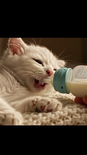 Cat Drinking Milk ASMR🍼 #veo3 #asmr #ai