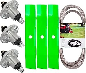John De ere 48 Inch Mower Deck Rebuild Kit - Fits John De ere D160 D140 D150 LA165 LA145 LA155 D155 X165 X140 with 48" Deck, 3 Spindles(GY20454)+3 Blades(GY20852)+1 Belt(GX20571)