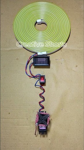 I Turned a Gear Motor Generator Powering Into Voltmeter & Neon Strip Light _ DC Motor #dcmotor #tech