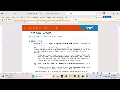 Illustrated Excel 2019 | Modules 9-12: SAM Capstone Project 1a Flamingo Guitars