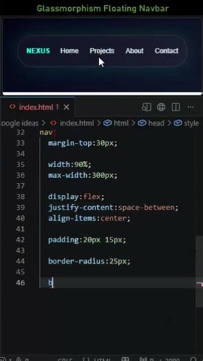Glassmorphism Floating Navbar using html css #htmlcss #coding #cssanimation #creatorsearchinsights