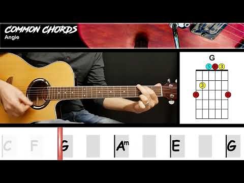 Angie (ver1) - The Rolling Stones | EASY GUITAR LESSON | Scrolling Chords & Lyrics