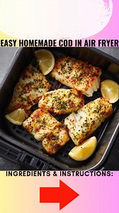 Easy Homemade Cod in Air Fryer Light, flaky cod with a golden, seasoned crust is one of those dinners that feels both healthy and comforting. This easy homemade cod in the air fryer cooks up tender on the inside with beautifully crisp edges, all in under 15 minutes. It’s perfect for a quick weeknight meal, a lighter dinner option, or an effortless seafood dish that still feels special. Ingredients : 1½ pounds cod fillets, patted dry 2 tablespoons olive oil ¾ teaspoon salt ½ teaspoon black pepper