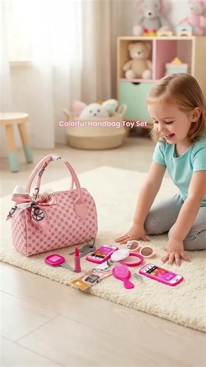 Realistic Girl Handbag Toy Set, Colorful Pretend Play Accessories, Includes Phone Wallet Makeup Toys, Perfect Birthday Gift for Girls