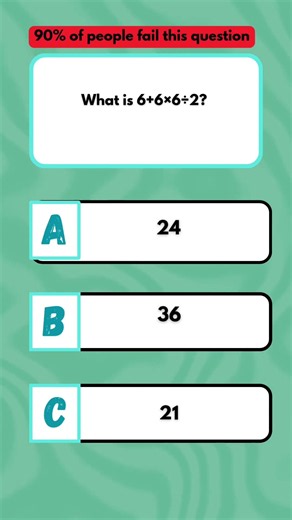 What is 6+6×6÷2? #education #challenge #fblifestyle #max
