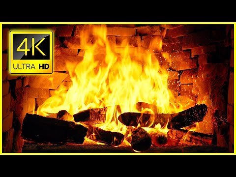 10 hours of Christmas Fireplace Burning & Crackling Fire Sounds with Burning Logs 🔥 4K UHD Fireplace