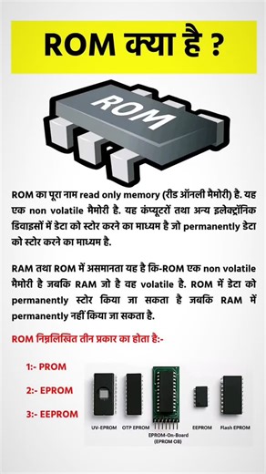 𝐒𝐊 𝐂𝐨𝐦𝐩𝐮𝐭𝐞𝐫 𝐌𝐒 𝐖𝐨𝐫𝐝 𝐒𝐡𝐨𝐫𝐭 on Instagram: "ROM क्या है और उसके प्रकार । #ROM #computer #RAM #memory #RAM SK Computer Ms Word Short cut key"