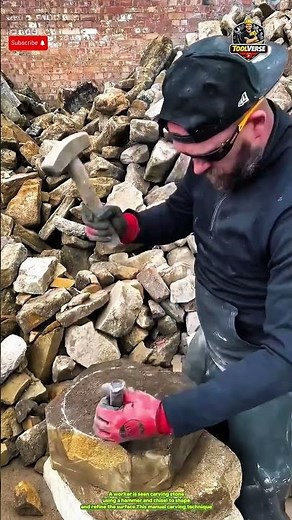 Manual Stone Carving Technique Using Hammer and Chisel | Stone Shaping Process #construction