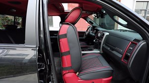 Aierxuan Dodge Ram Car Seat Covers Full Set Custom Fit 2009-2025 1500 2010-2025 2500 3500 Pickup Truck Crew Double Quad Cab Waterproof Leather Cushions (Full Set, Black-Red)