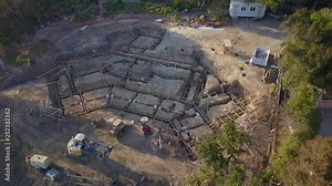 2018 - rising aerial over the destruction and debris flow mudslide area during the Montecito flood disaster.